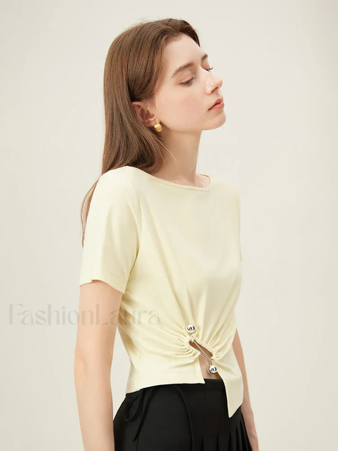 One Shoulder Twisted Waist Crop T-Shirt Secondary image