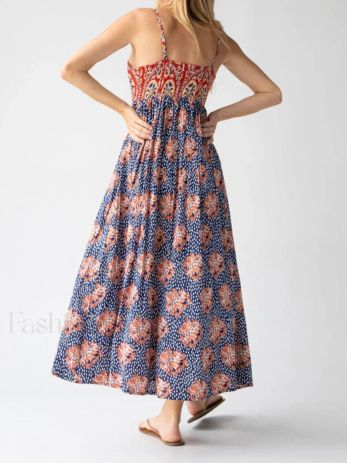 Open Back Floral Zipper Maxi Dress Secondary image