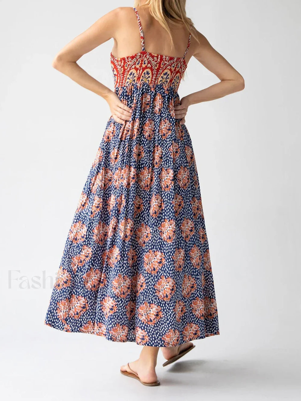 Open Back Floral Zipper Maxi Dress