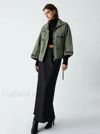 Open Collar Graceful Quilted Coat Winter Coats