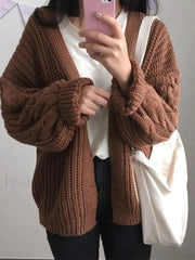Open Front Cable Knit Cardigan Sweaters