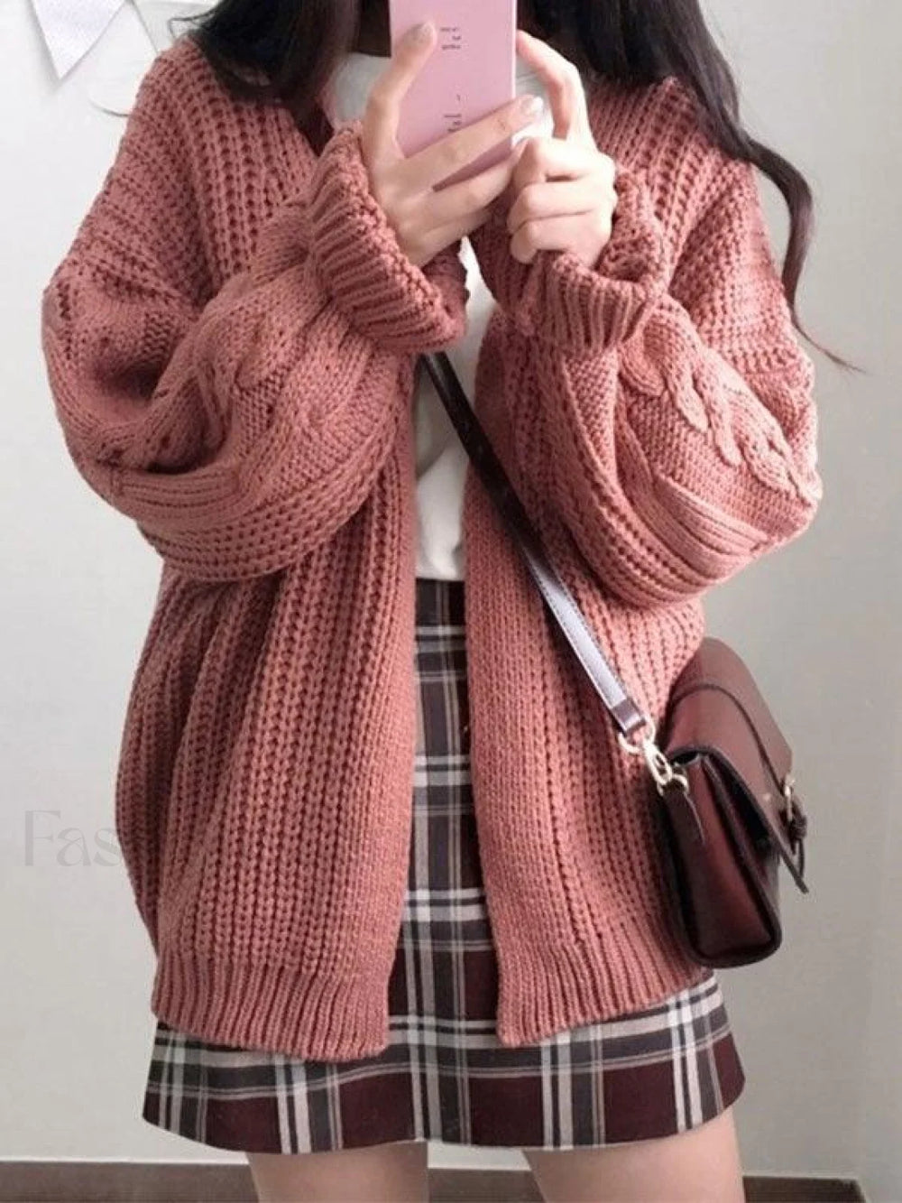 Open Front Cable Knit Cardigan Sweaters