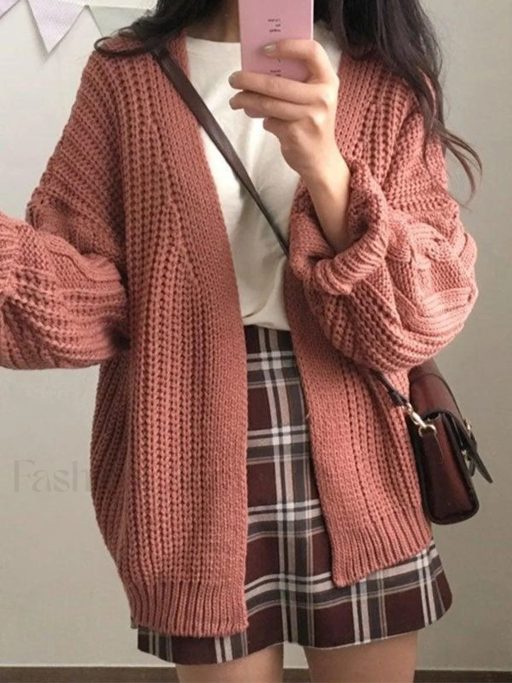 Open Front Cable Knit Cardigan Sweaters