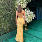 Orange Lace Up Maxi Dress