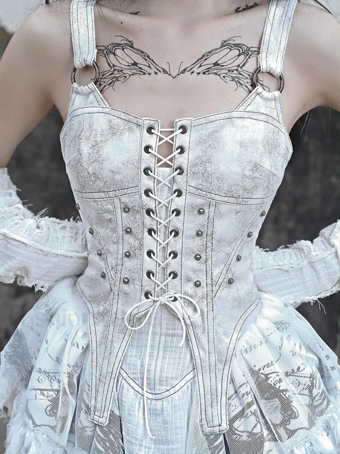 Original Punk Madhouse Gothic Print Lolita Trailing Suspender Light Dress Niche Vintage Dress