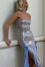 Othniel Sequin Stylish Embellished Ruffle Dress