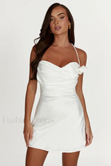 Otillie Rose Halter Charming Satin Mini Dress