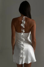 Otillie Rose Halter Charming Satin Mini Dress