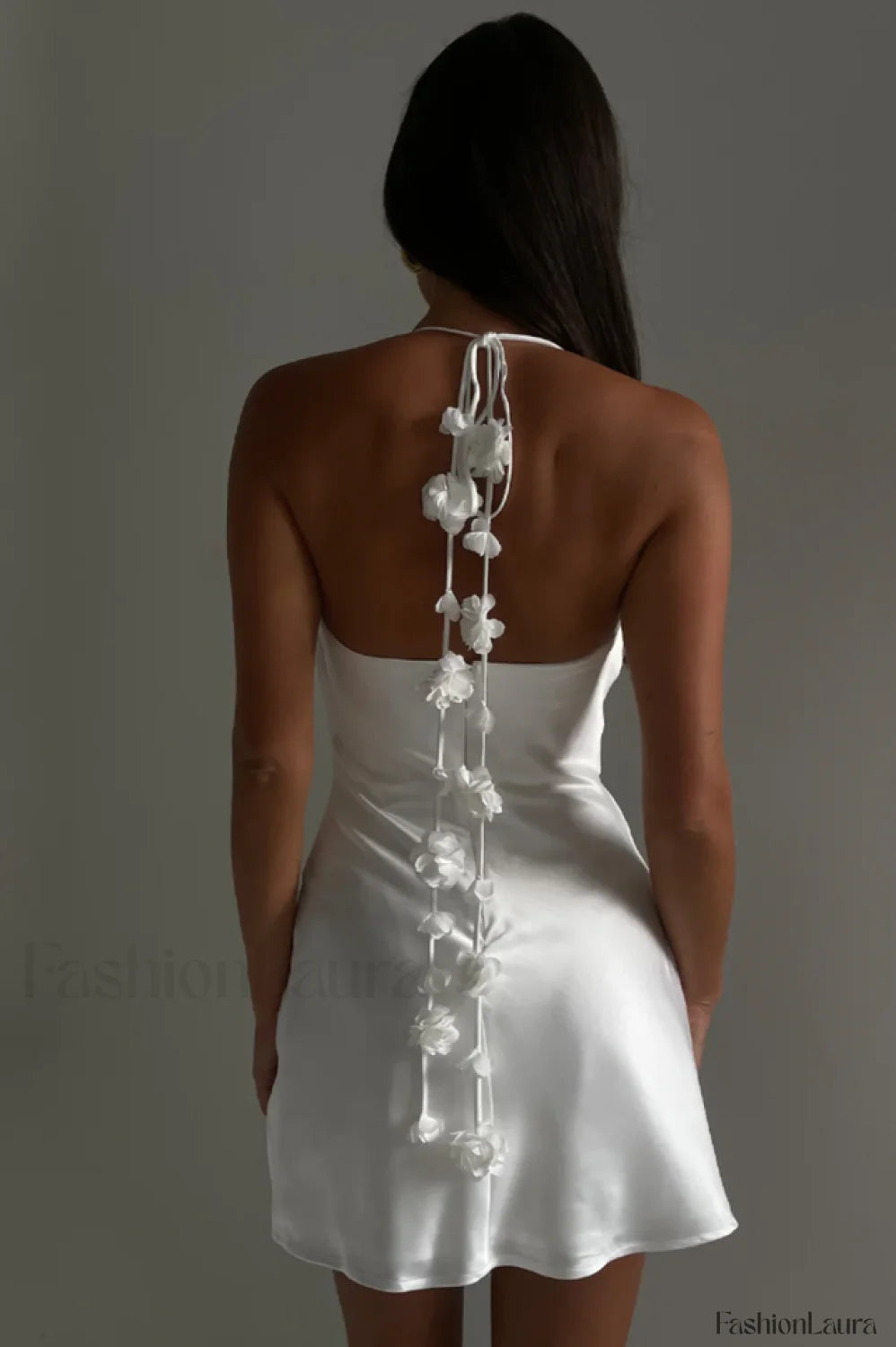 Otillie Rose Halter Charming Satin Mini Dress