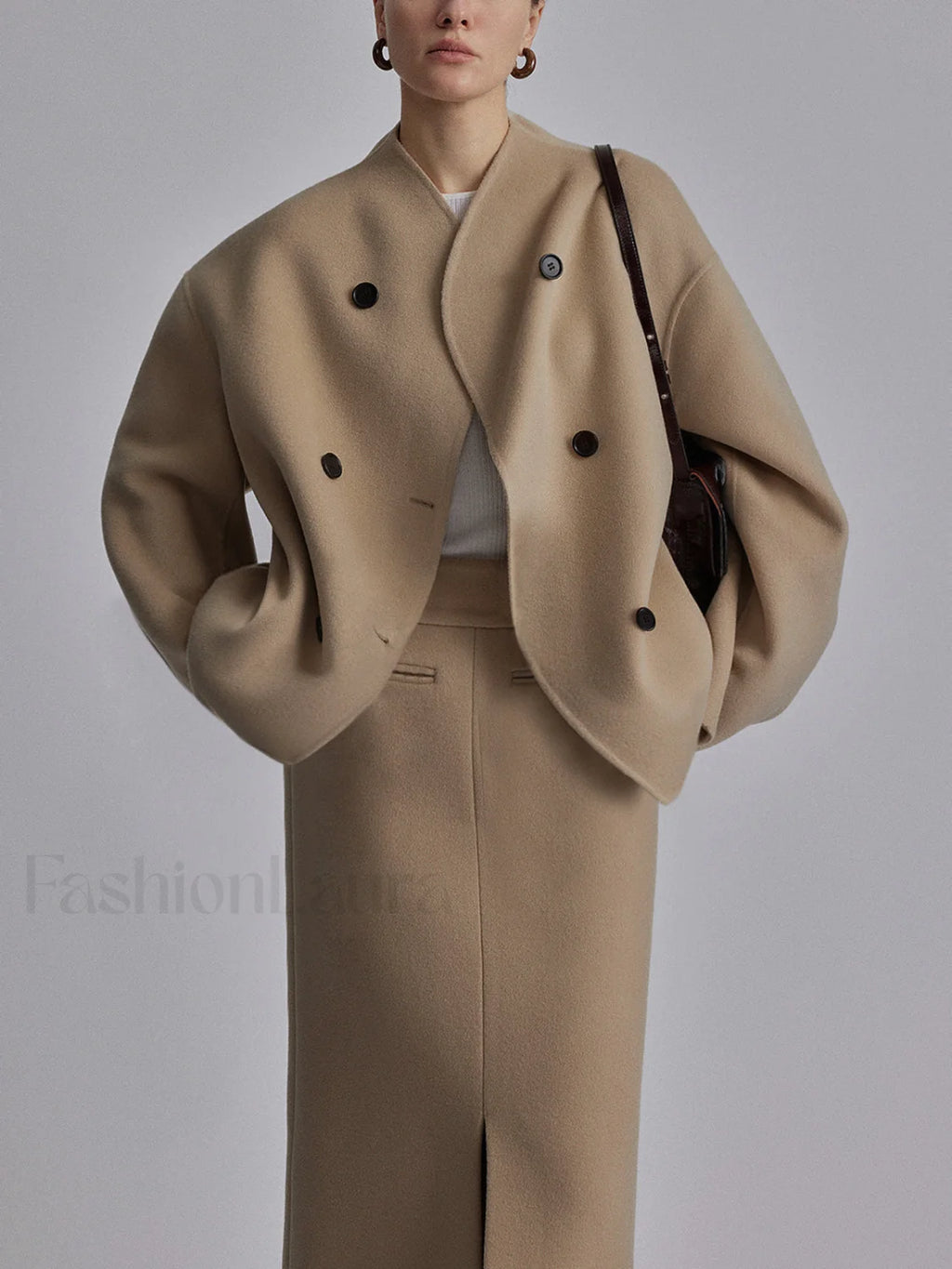 Oversized Charming Button Down Jacket Khaki / XS Jackets