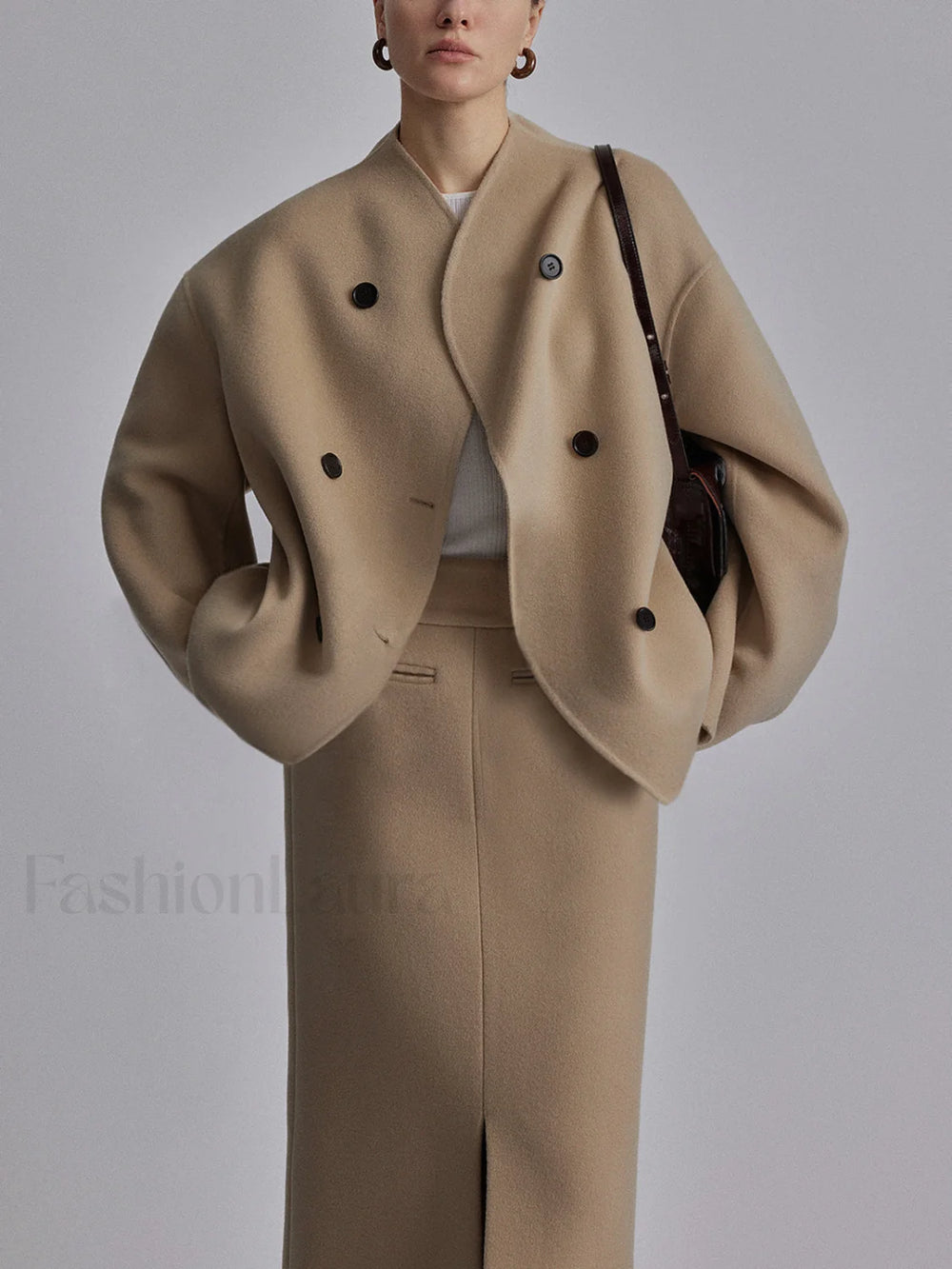 Oversized Charming Button Down Jacket Khaki / XS Jackets