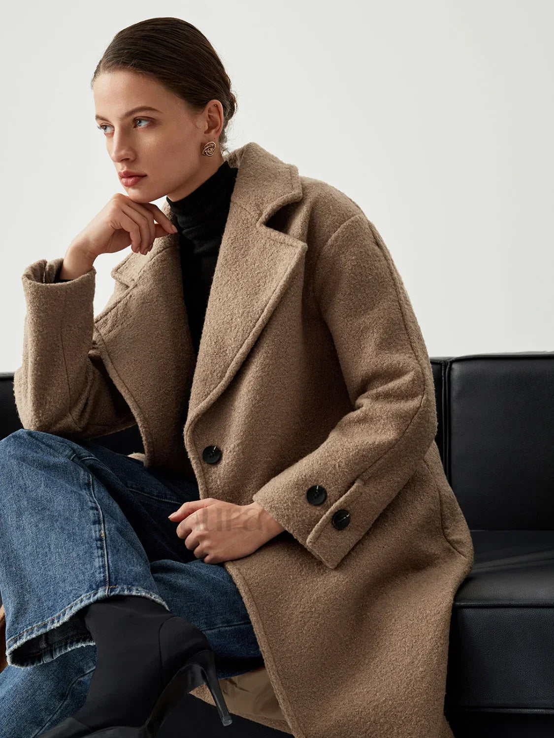 Oversized Charming Wool Coat Brown / XS Wool Coats Main image