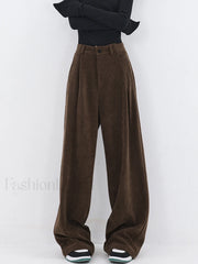 Oversized Corduroy Pleated Trendy Wide Leg Pants Pants