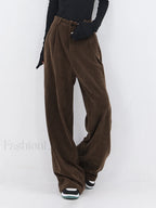 Oversized Corduroy Pleated Trendy Wide Leg Pants Pants