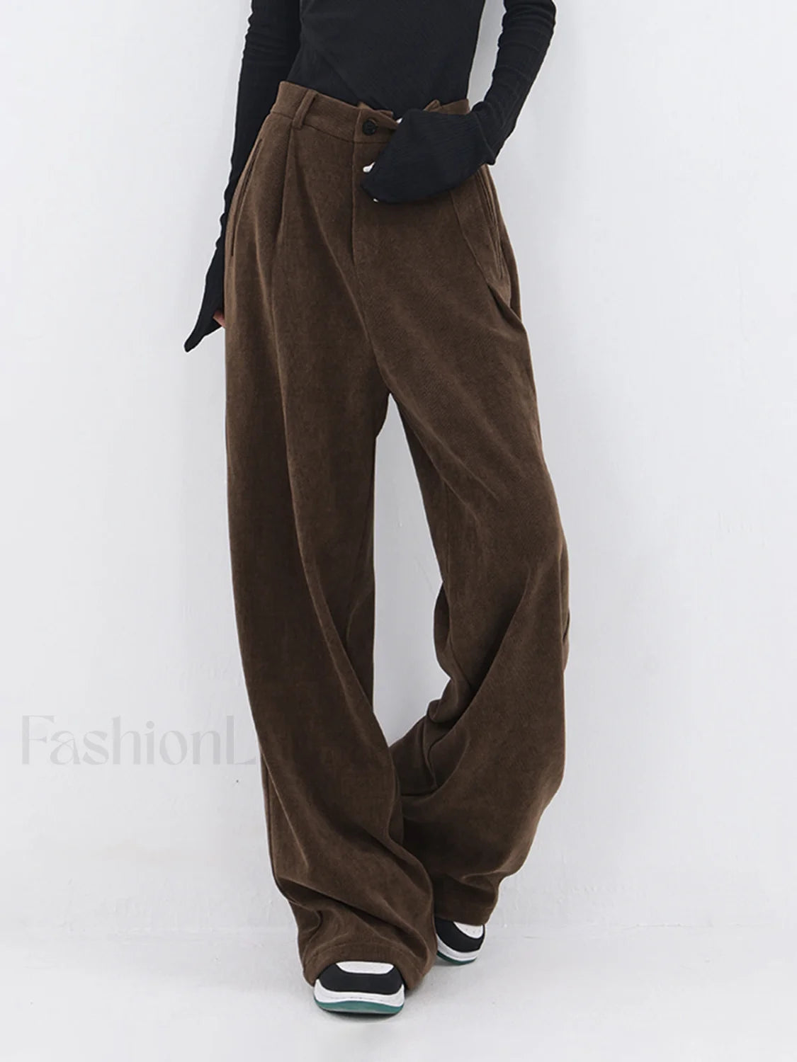 Oversized Corduroy Pleated Trendy Wide Leg Pants Pants