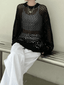 Crochet Open Knit Top Black / S Sweaters