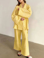 Oversized Knotted Graceful Striped Pants Set Pant Sets