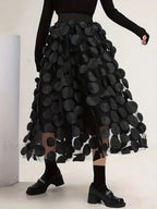 Oversized Mesh Polka Trendy Dot Midi Skirt Skirts