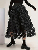 Oversized Mesh Polka Trendy Dot Midi Skirt Skirts