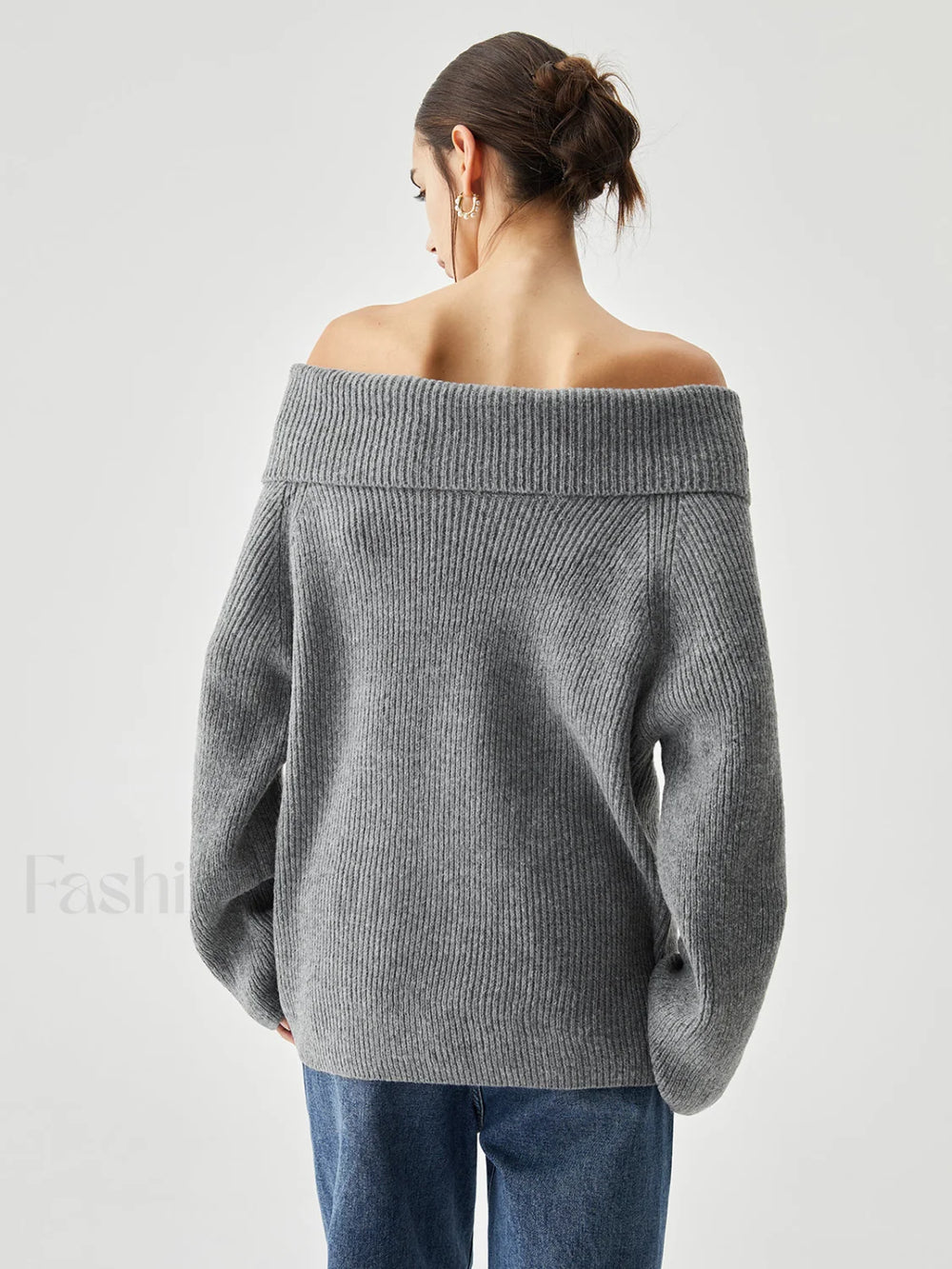 Oversized Overfold Off Shoulder Knit Sweater Sweaters