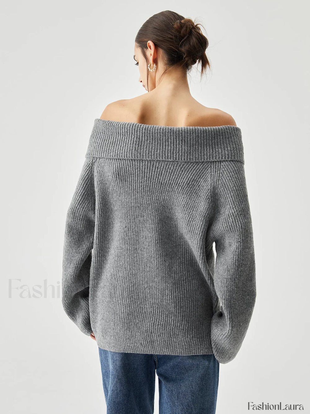 Oversized Overfold Off Shoulder Knit Sweater Sweaters