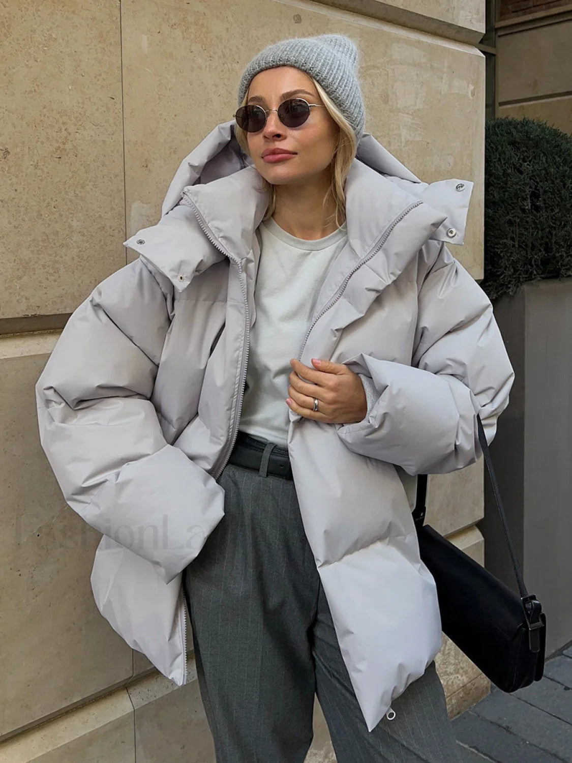 Oversized Quilted Graceful Puffer Down Coat Grey / S Down Coats Main image