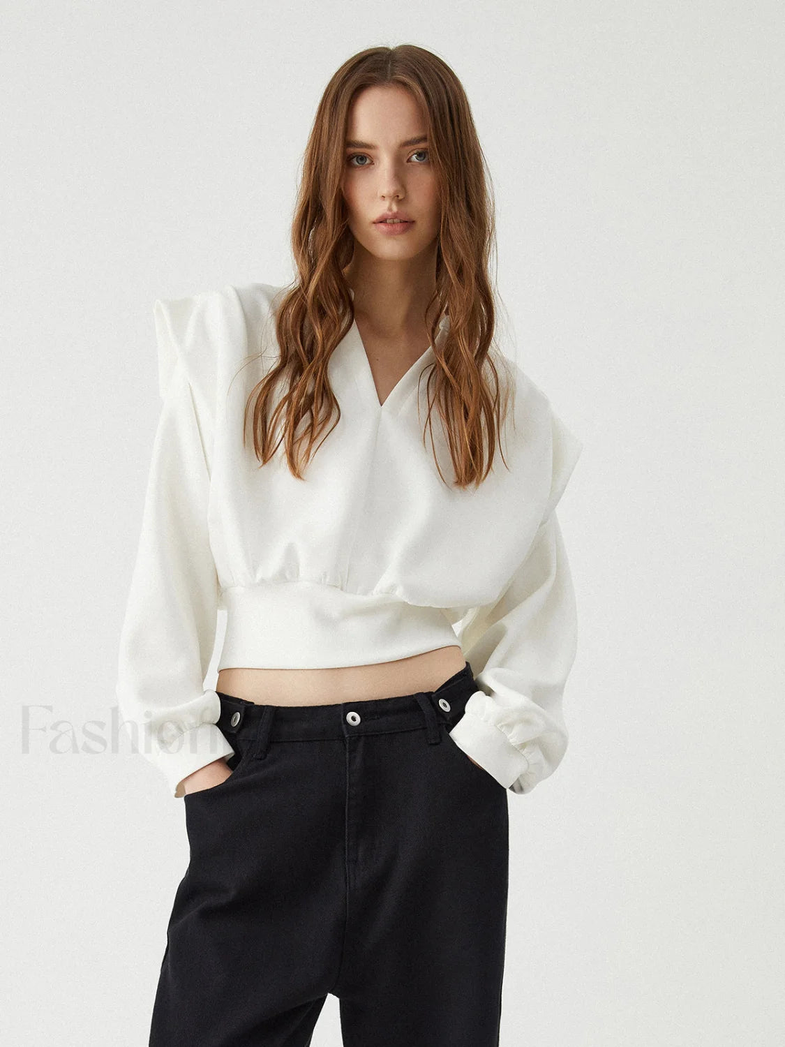 Oversized Solid Graceful Long Sleeve Blouse White / XS Blouses Main image