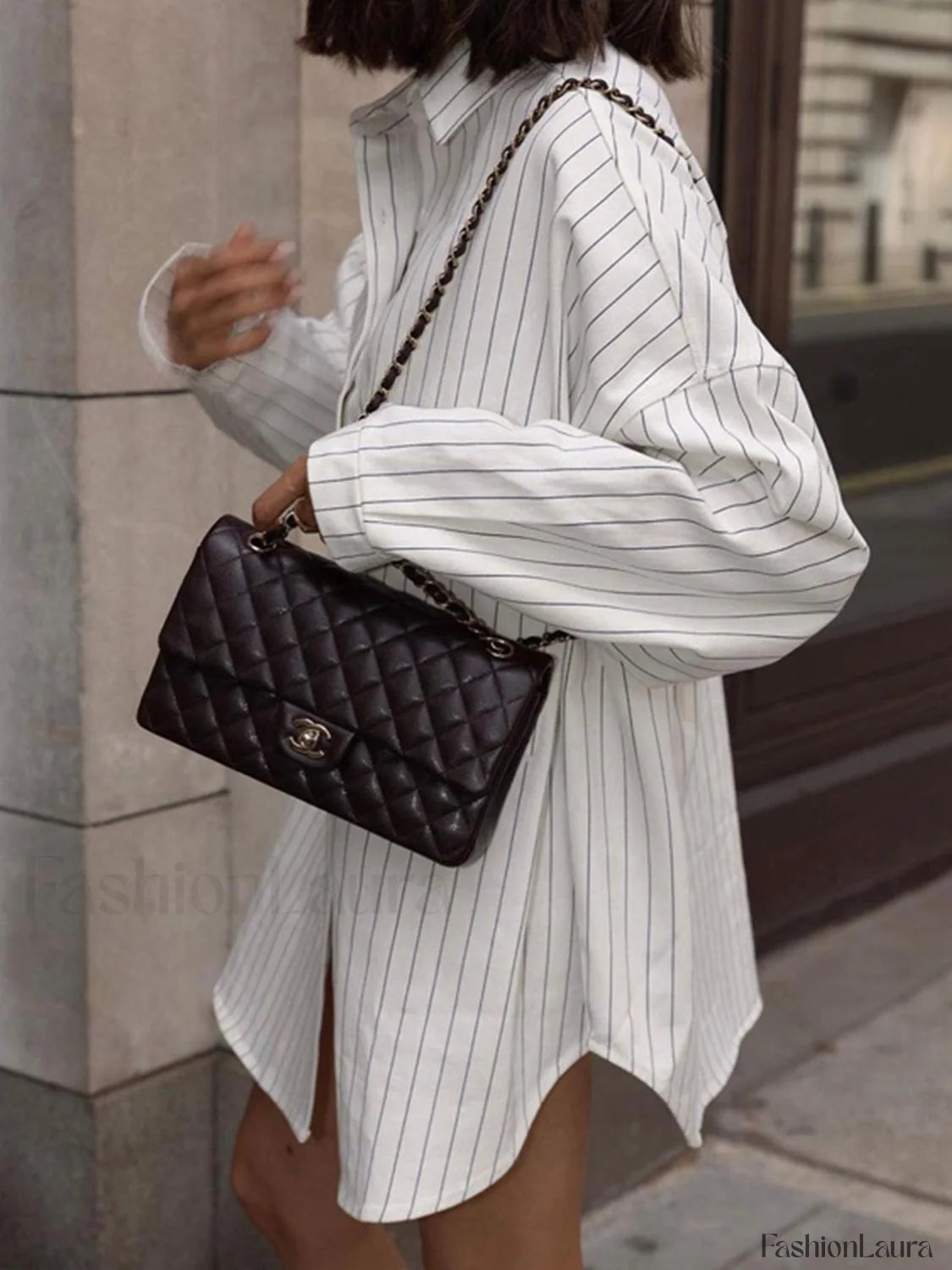 Oversized Striped Large Pockets Shirt Shirts
