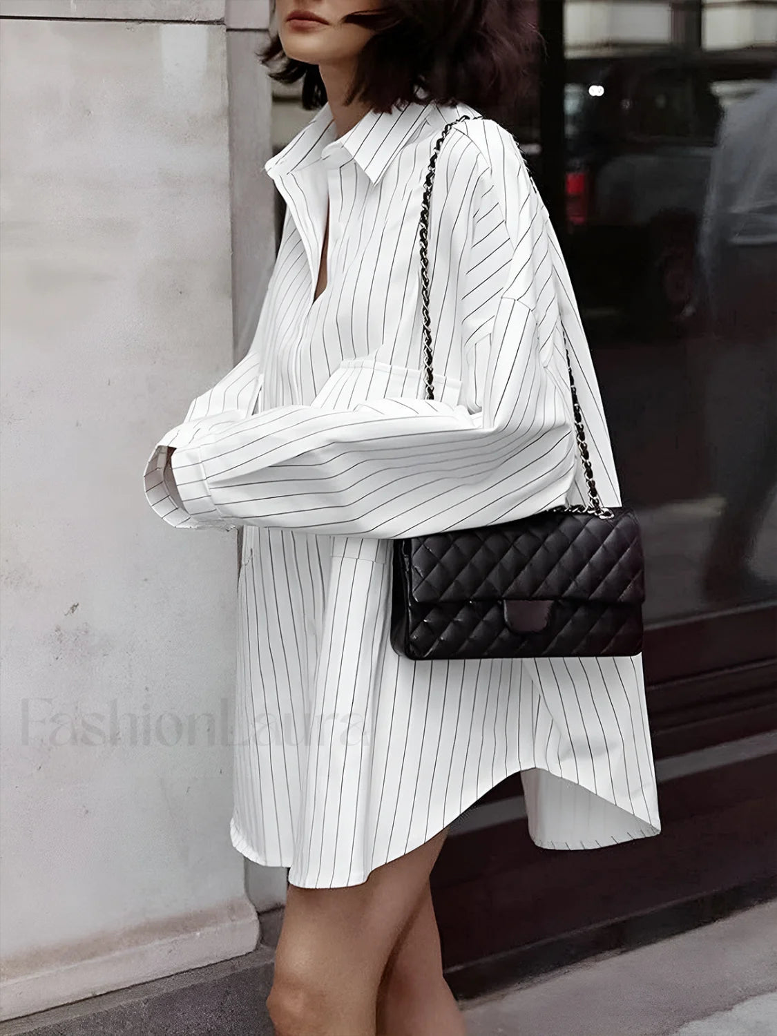 Oversized Striped Large Pockets Shirt Secondary image