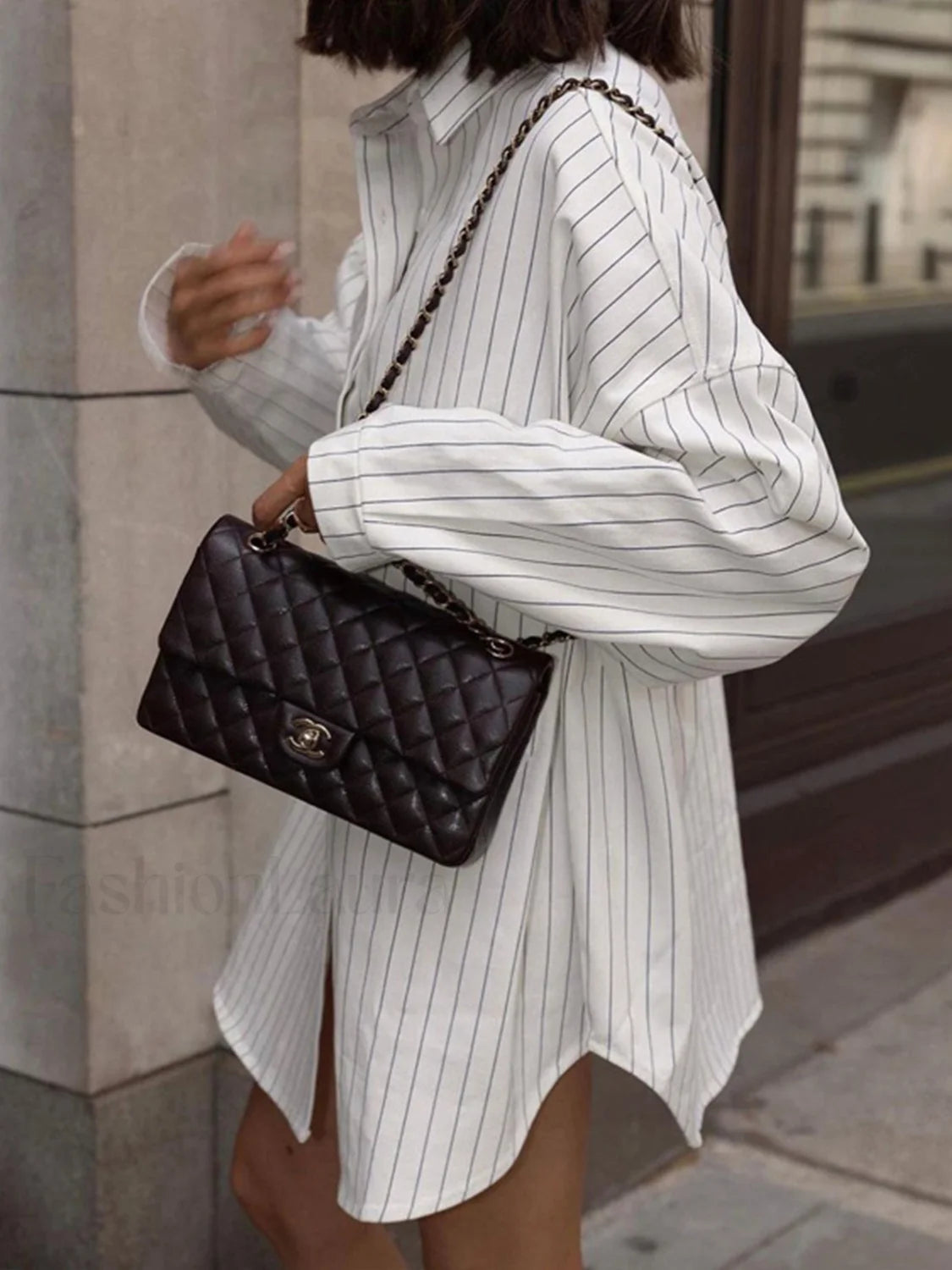 Oversized Striped Large Pockets Shirt Shirts