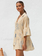 Oversized Sun Print Short Dress Dresses