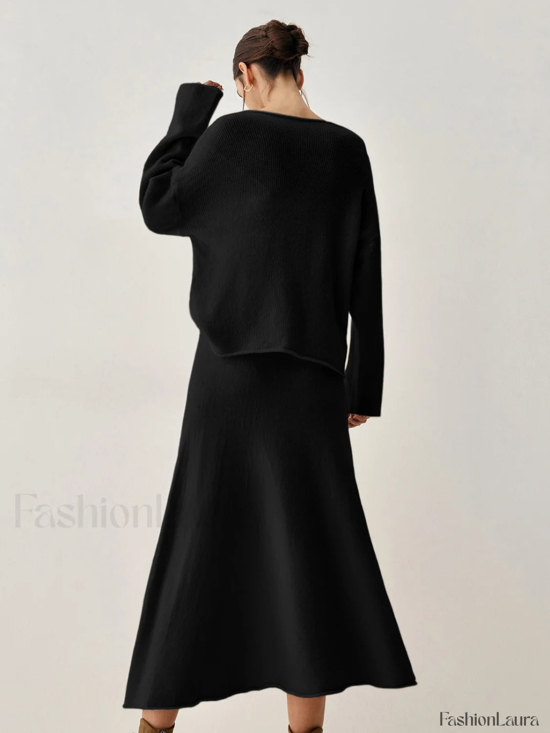 Oversized Sweater Two Trendy Piece Skirt Set Sweaters L