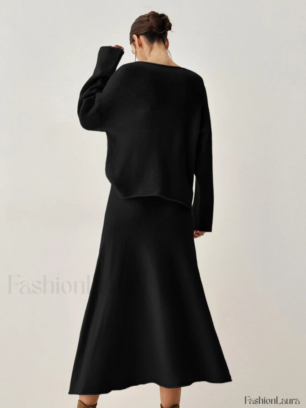 Oversized Sweater Two Trendy Piece Skirt Set Sweaters L
