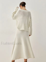 Oversized Sweater Two Trendy Piece Skirt Set Sweaters L