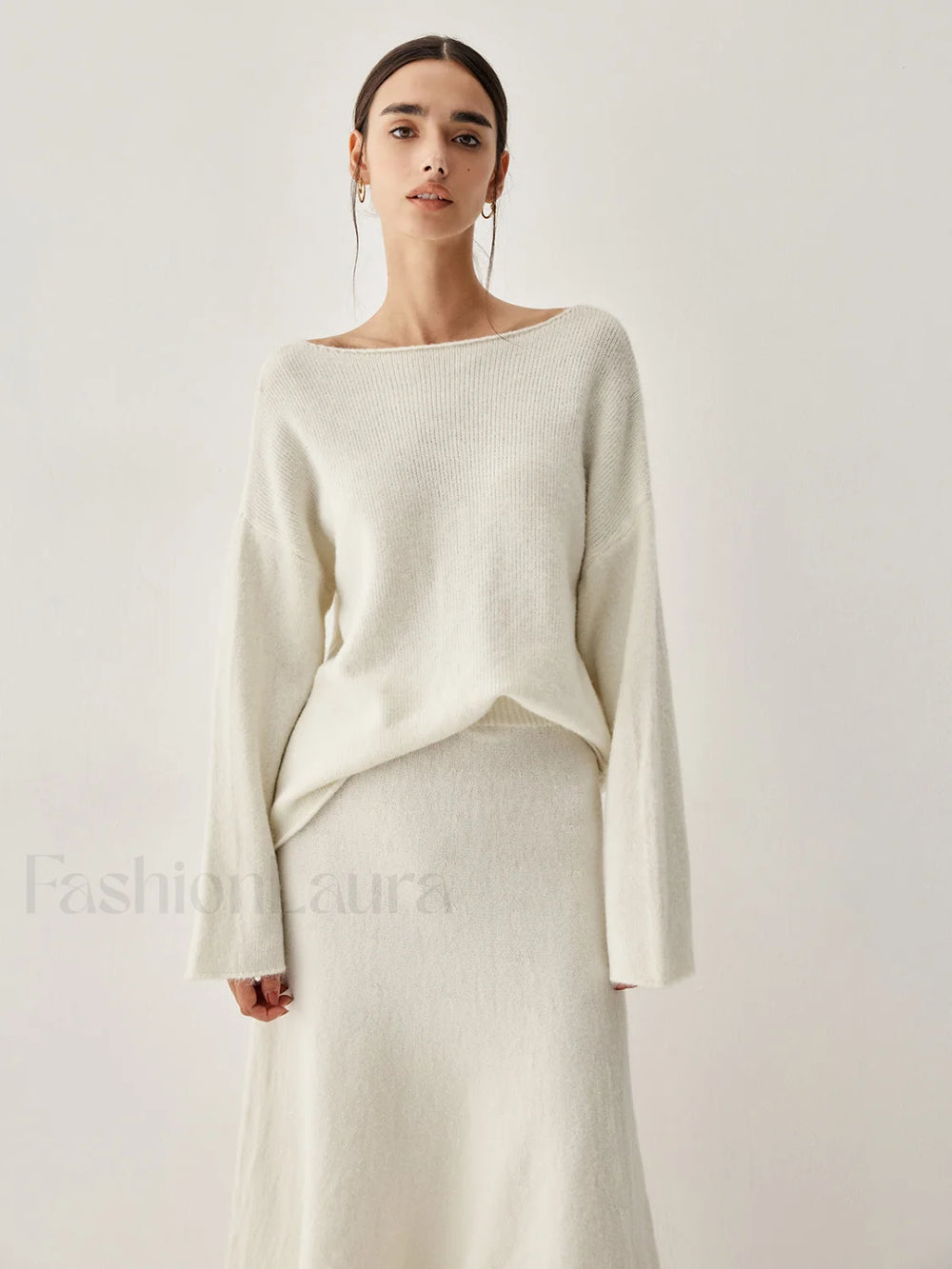 Oversized Sweater Two Trendy Piece Skirt Set Sweaters L