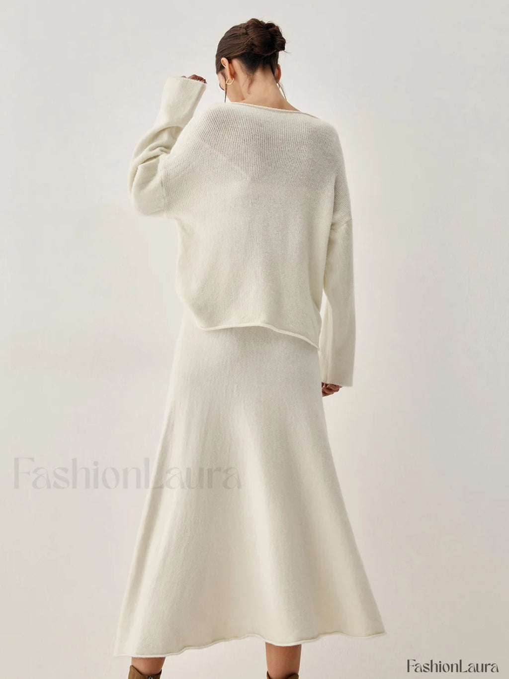 Oversized Sweater Two Trendy Piece Skirt Set Sweaters L