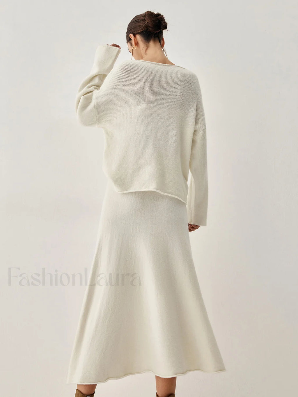 Oversized Sweater Two Trendy Piece Skirt Set Sweaters L