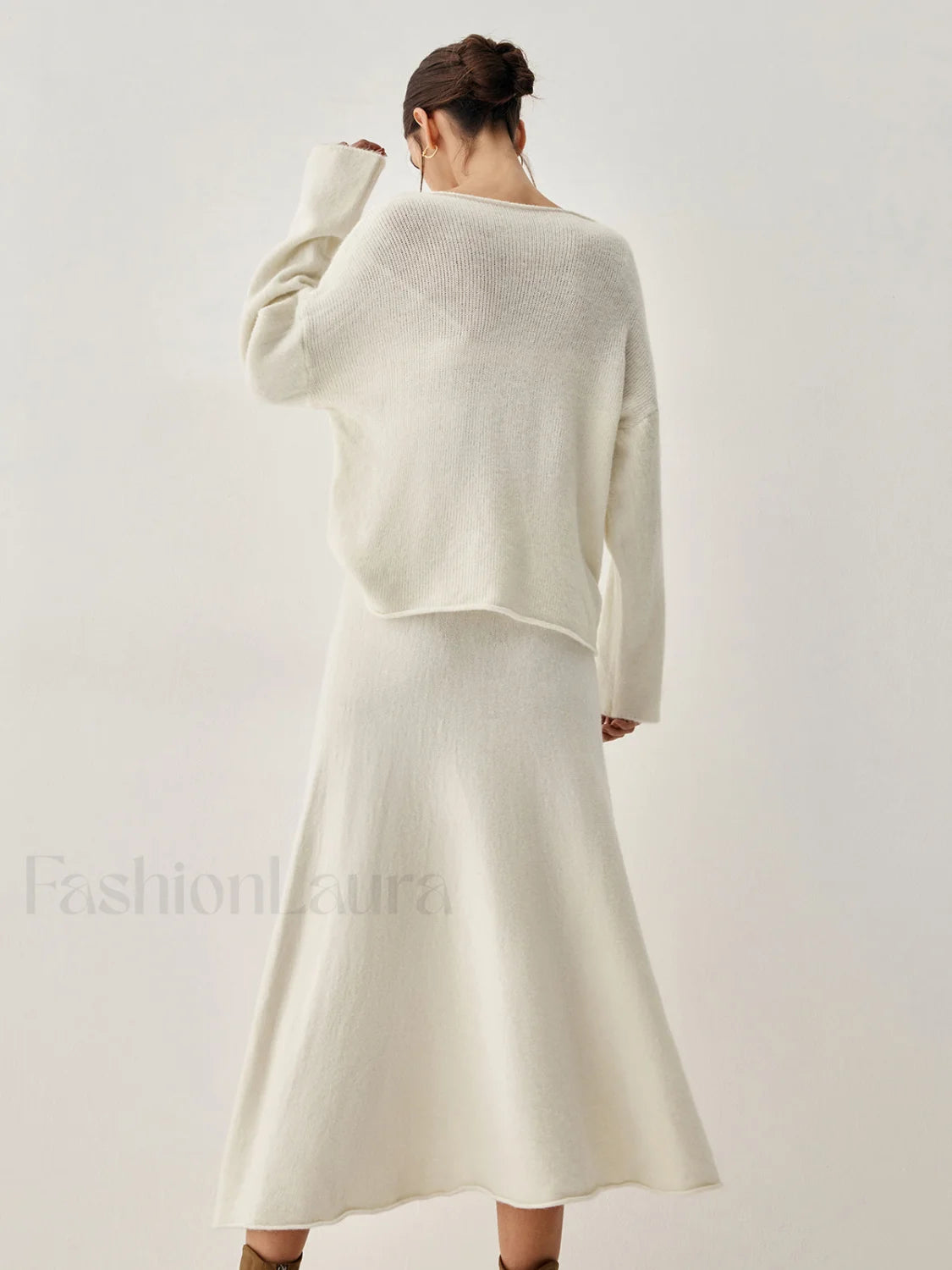 Oversized Sweater Two Trendy Piece Skirt Set Sweaters L
