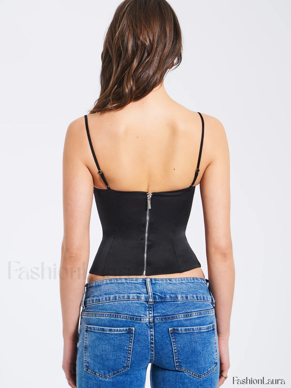 Padma Black Satin Charming Lace Bustier Corset Top L / US 10 12 Tops