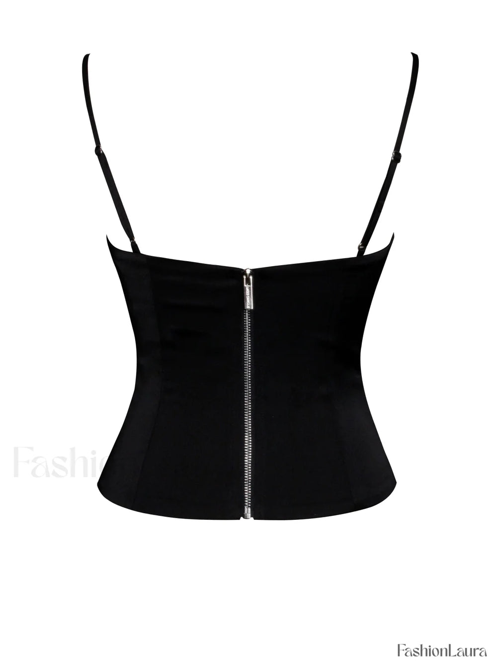 Padma Black Satin Charming Lace Bustier Corset Top Tops