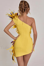 Paislee Asymmetric Stylish Feather Mini Dress