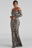 Paityn Formal Off Charming Shoulder Sequin Dress S / Black
