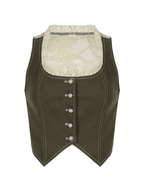 Paneled Lace Button Front Corset Top Shirts