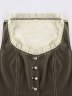Paneled Lace Button Front Corset Top Shirts