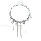 Party Lady Custom Diamond Sparkling Necklace STEEL