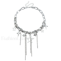 Party Lady Custom Diamond Sparkling Necklace STEEL