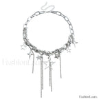 Party Lady Custom Diamond Sparkling Necklace STEEL