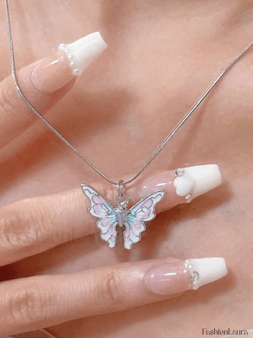 Pastel Butterfly Charm Necklace Pink / ONE SIZE Necklaces