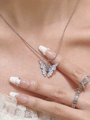 Pastel Butterfly Charm Necklace Pink / ONE SIZE Necklaces