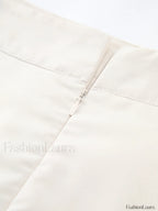 Patchwork Asymmetrical Pleated Buttoned Midi Skirt Skirts